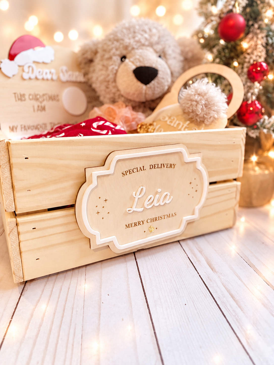 Personalized Christmas Eve Crate and Plaque | Wooden Christmas Eve Box for kids