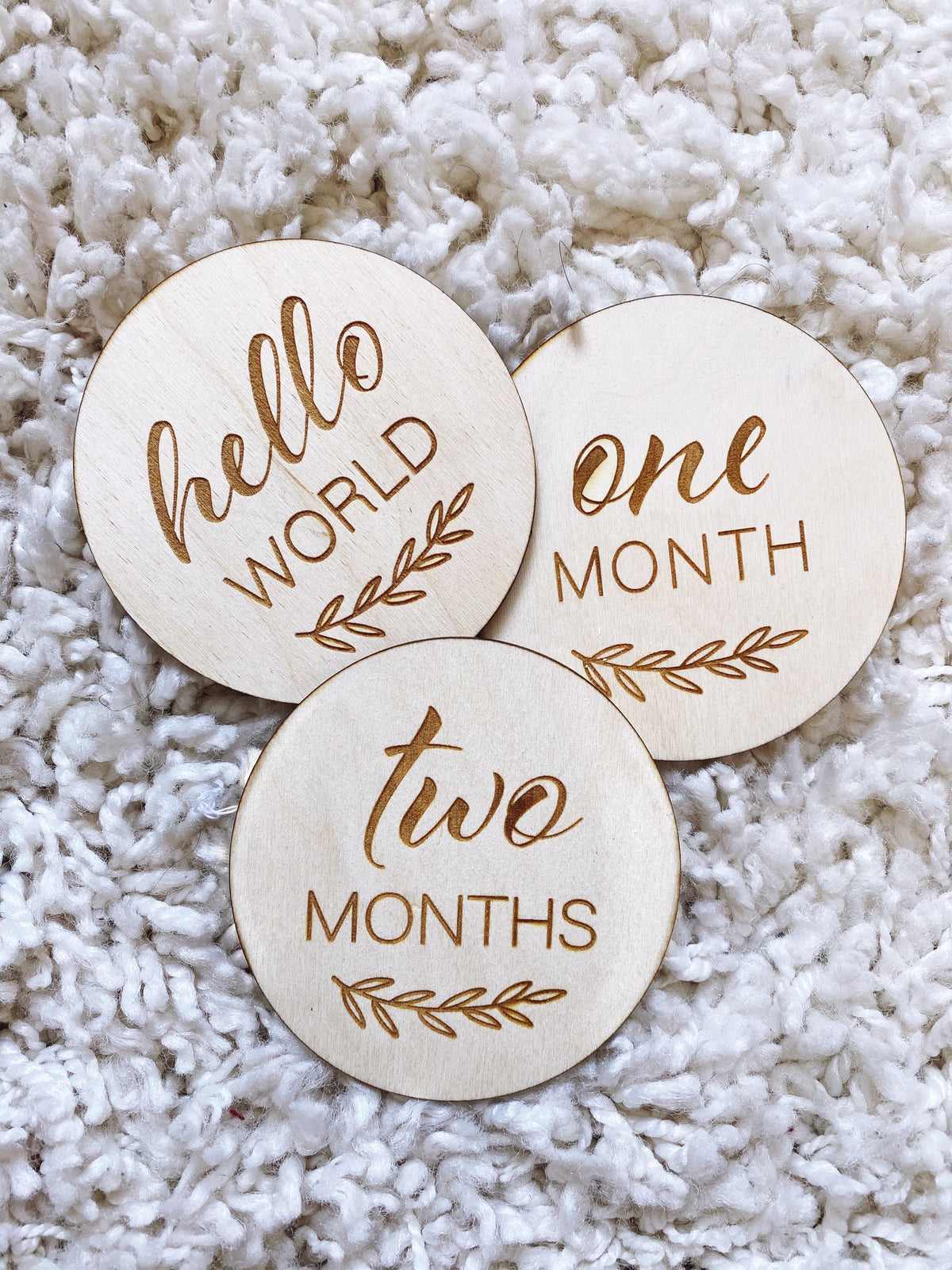 Engraved Wooden Baby Milestone Rounds