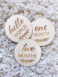 Engraved Wooden Baby Milestone Rounds