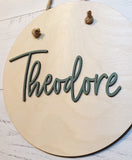 Wood Round Name Sign