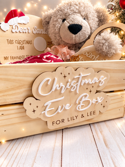 Personalized Christmas Eve Crate and Plaque | Wooden Christmas Eve Box for kids