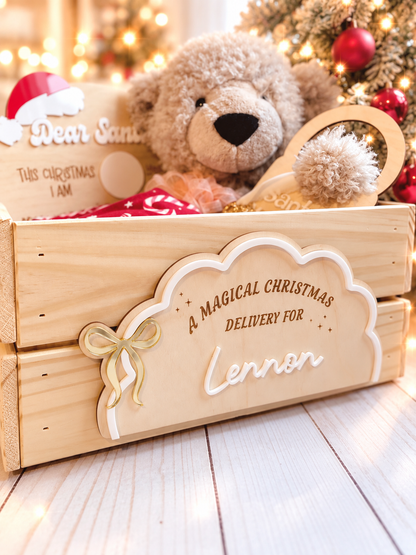 Personalized Christmas Eve Crate and Plaque | Wooden Christmas Eve Box for kids