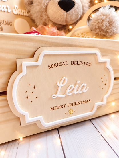 Personalized Christmas Eve Crate and Plaque | Wooden Christmas Eve Box for kids