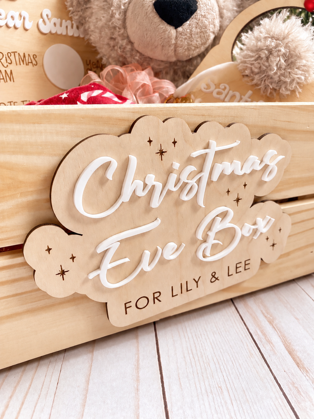 Personalized Christmas Eve Crate and Plaque | Wooden Christmas Eve Box for kids