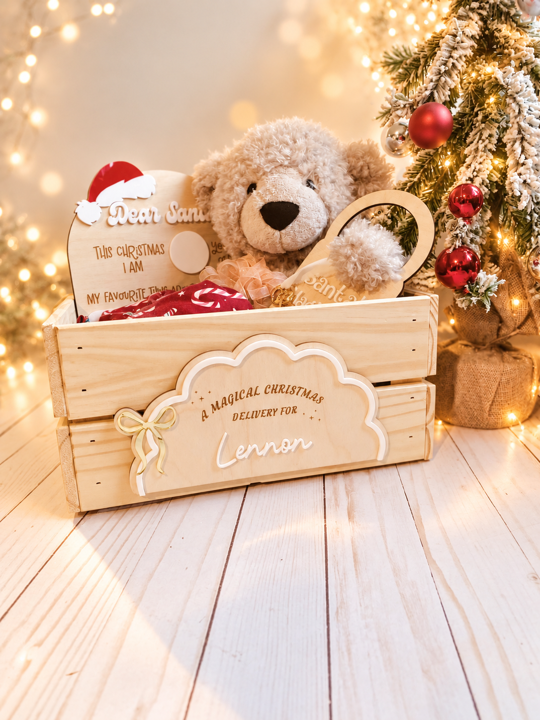 Personalized Christmas Eve Crate and Plaque | Wooden Christmas Eve Box for kids
