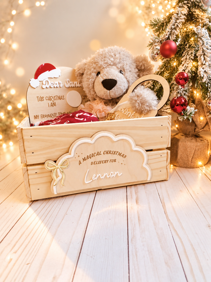 Personalized Christmas Eve Crate and Plaque | Wooden Christmas Eve Box for kids