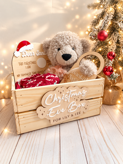 Personalized Christmas Eve Crate and Plaque | Wooden Christmas Eve Box for kids