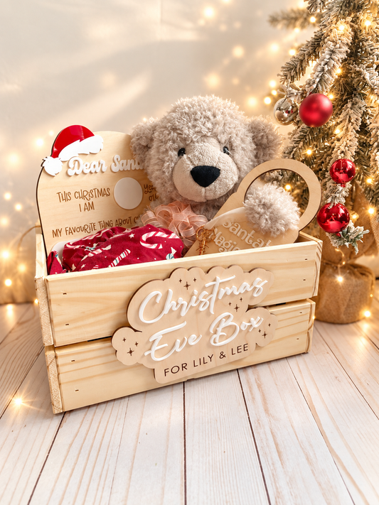 Personalized Christmas Eve Crate and Plaque | Wooden Christmas Eve Box for kids