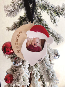 Santa Photo Christmas Ornament | Baby's First Christmas Ornament