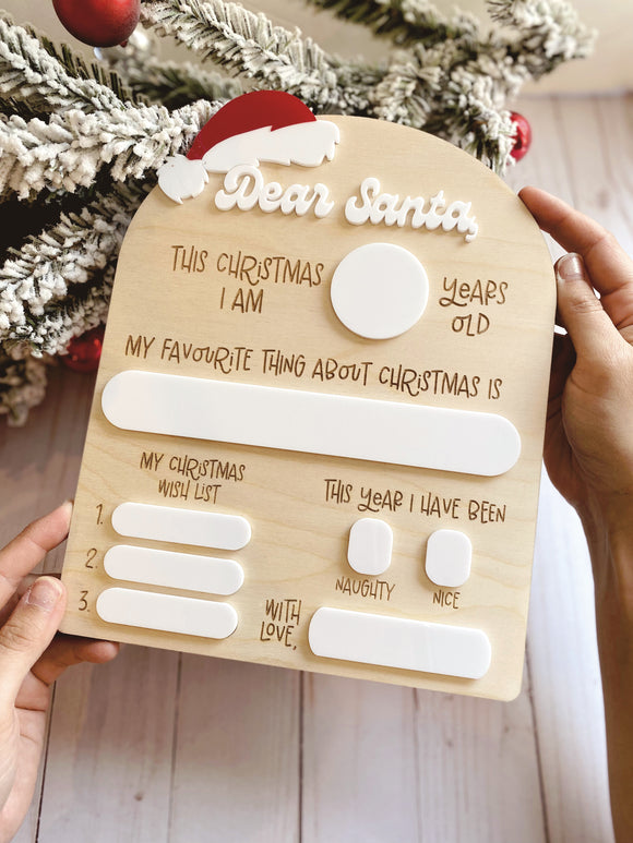 Dear Santa Dry Erase Sign