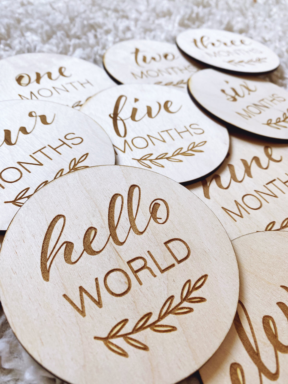 Engraved Wooden Baby Milestone Rounds