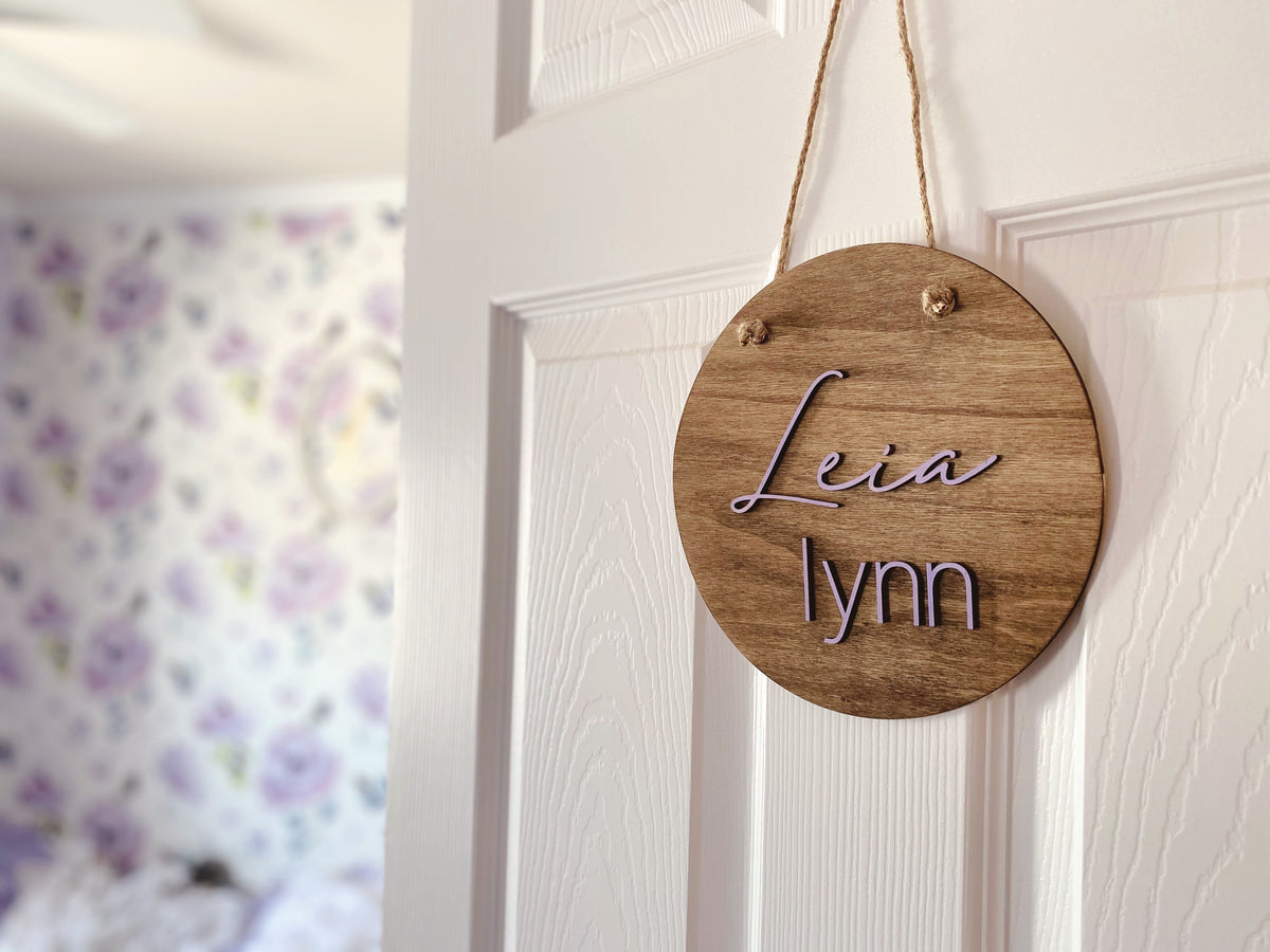 Wood Round Name Sign