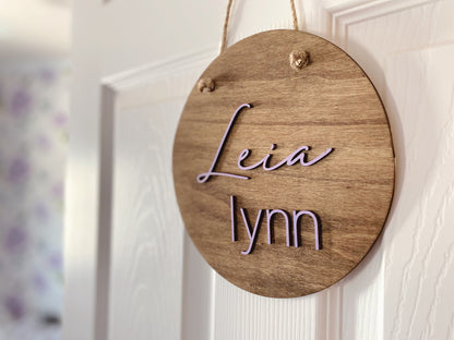 Wood Round Name Sign