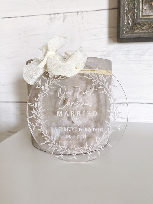 First Christmas Married Round Christmas Ornament