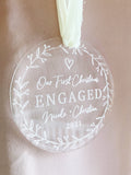 First Christmas Engaged Round Christmas Ornament