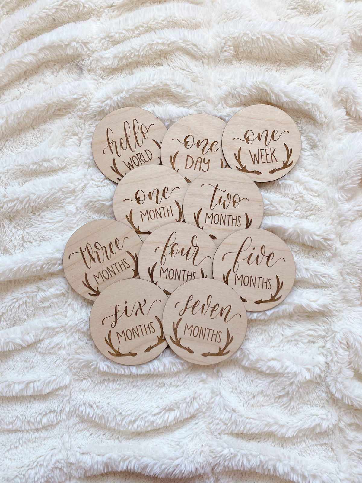 Engraved Wooden Baby Milestone Rounds