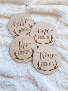 Engraved Wooden Baby Milestone Rounds