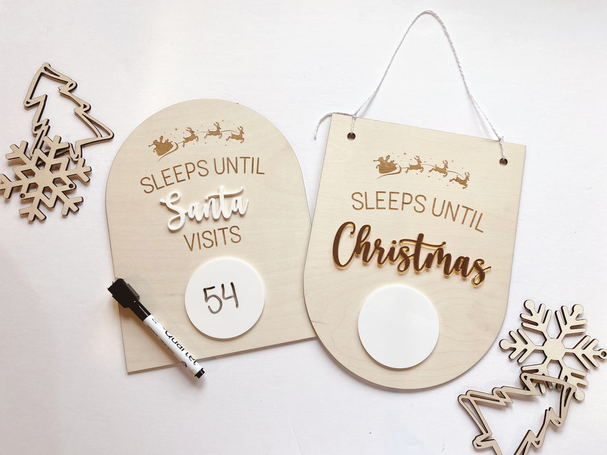 Sleeps Until Christmas Dry Erase Sign