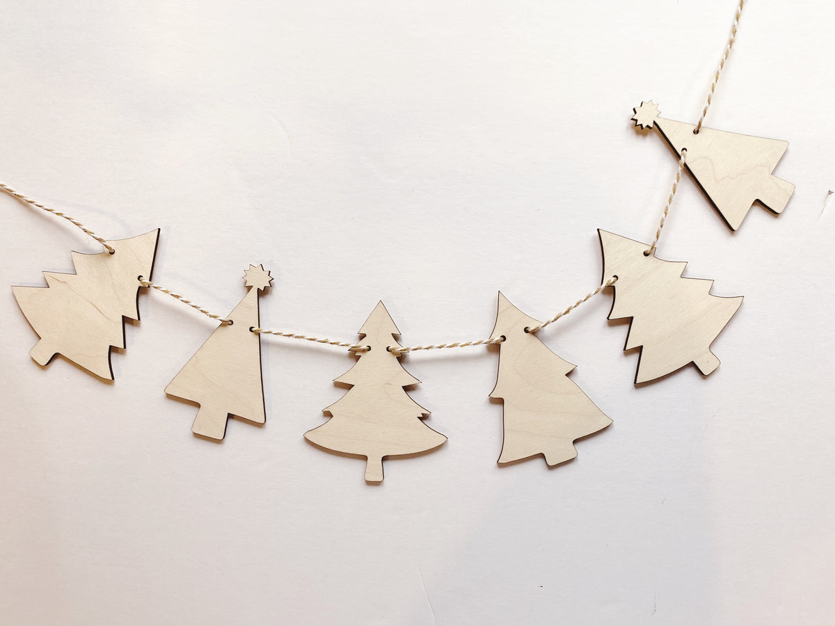 Christmas Tree Wood Garland