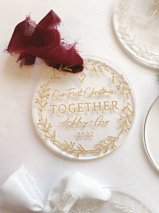 First Christmas Together Round Christmas Ornament