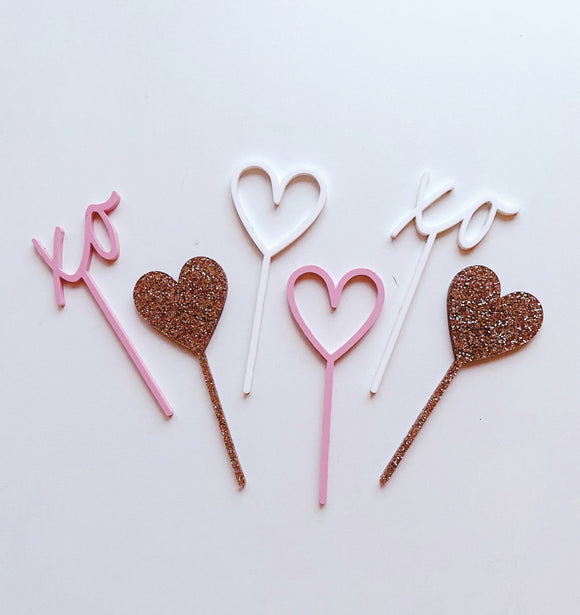 Acrylic Valentine Cupcake Toppers
