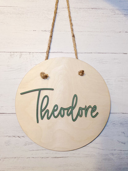 Wood Round Name Sign