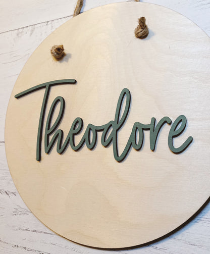 Wood Round Name Sign